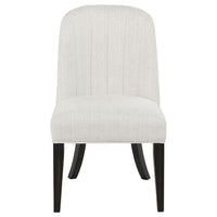 Lina Dining Side Chair Set of 2, Cream Upholstery, Brunished Black