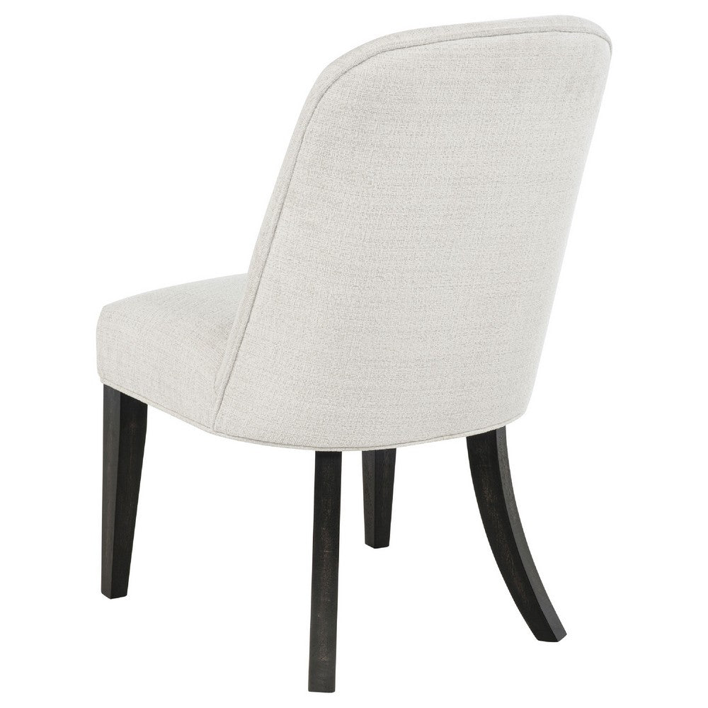 Lina Dining Side Chair Set of 2, Cream Upholstery, Brunished Black