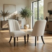 Lina Dining Side Chair Set of 2, Cream Upholstery, Brunished Black