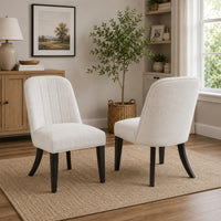 Lina Dining Side Chair Set of 2, Cream Upholstery, Brunished Black