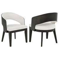 Lina Dining Arm Chair Set of 2, Cream Barrel Back, Brunished Black