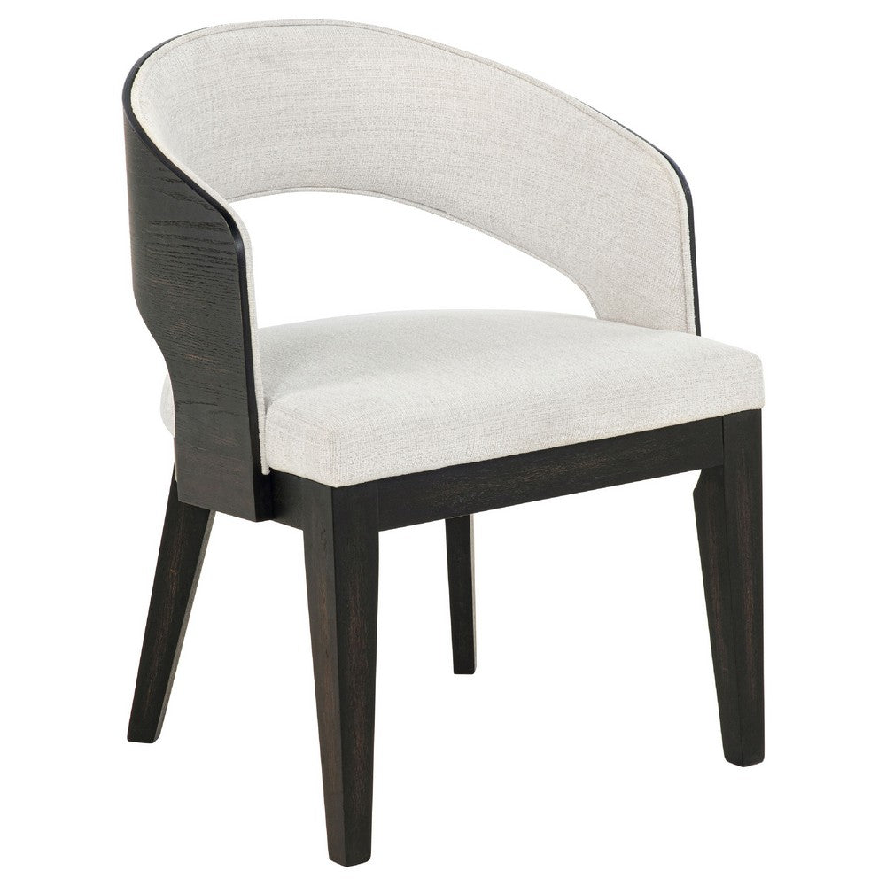 Lina Dining Arm Chair Set of 2, Cream Barrel Back, Brunished Black