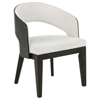 Lina Dining Arm Chair Set of 2, Cream Barrel Back, Brunished Black