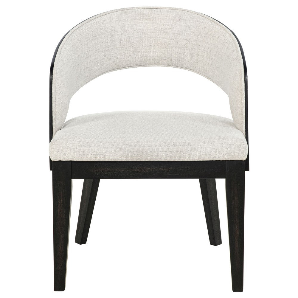 Lina Dining Arm Chair Set of 2, Cream Barrel Back, Brunished Black