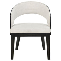 Lina Dining Arm Chair Set of 2, Cream Barrel Back, Brunished Black