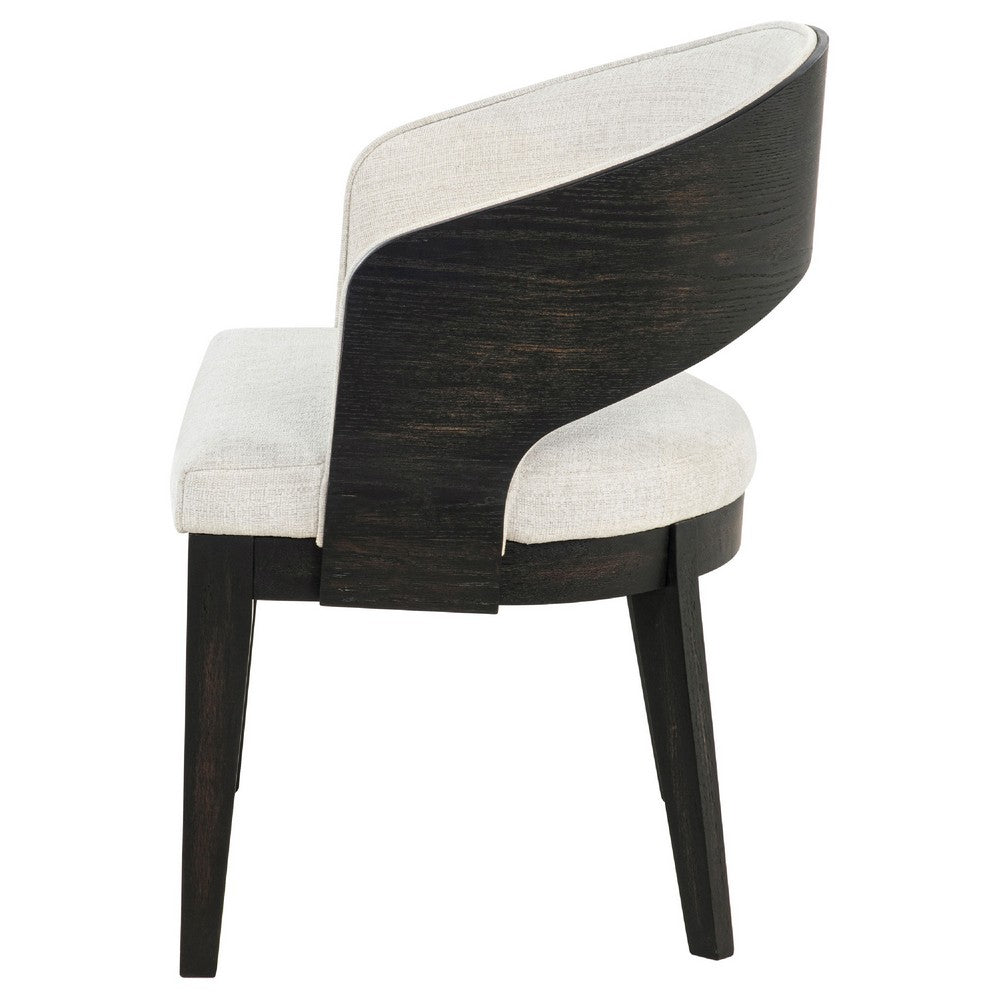 Lina Dining Arm Chair Set of 2, Cream Barrel Back, Brunished Black