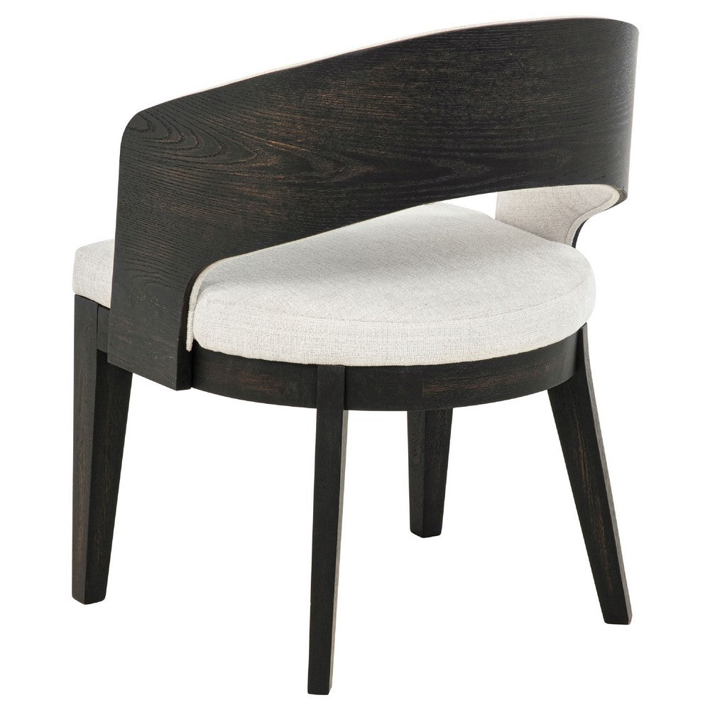Lina Dining Arm Chair Set of 2, Cream Barrel Back, Brunished Black