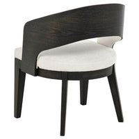 Lina Dining Arm Chair Set of 2, Cream Barrel Back, Brunished Black