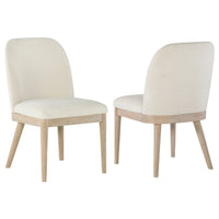 Pira Dining Side Chair Set of 2, Beige Upholstery, Weathered Brown Mahogany