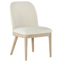 Pira Dining Side Chair Set of 2, Beige Upholstery, Weathered Brown Mahogany