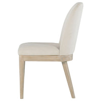 Pira Dining Side Chair Set of 2, Beige Upholstery, Weathered Brown Mahogany