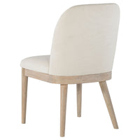 Pira Dining Side Chair Set of 2, Beige Upholstery, Weathered Brown Mahogany