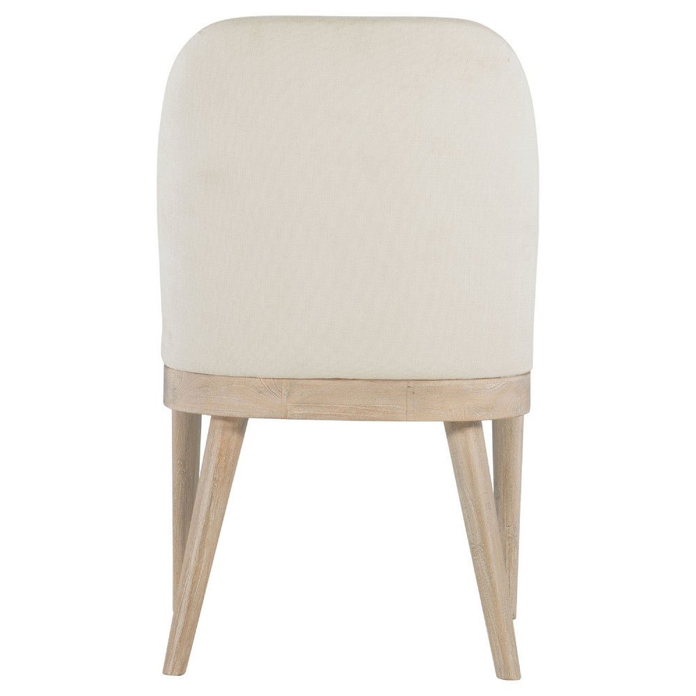 Pira Dining Side Chair Set of 2, Beige Upholstery, Weathered Brown Mahogany