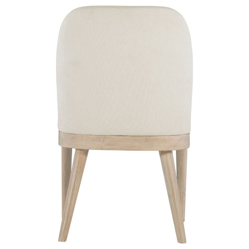 Pira Dining Side Chair Set of 2, Beige Upholstery, Weathered Brown Mahogany