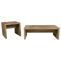 Nette 2Pc Coffee and End Table Set, Rustic Mango Finish, Brown Wood