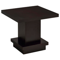 Reese 2Pc Square Coffee and End Table Set, Tiered Design, Brown Wood