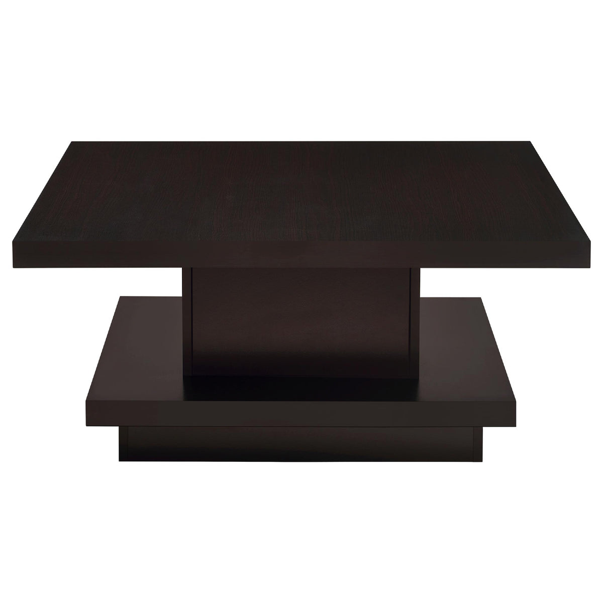 Reese 2Pc Square Coffee and End Table Set, Tiered Design, Brown Wood