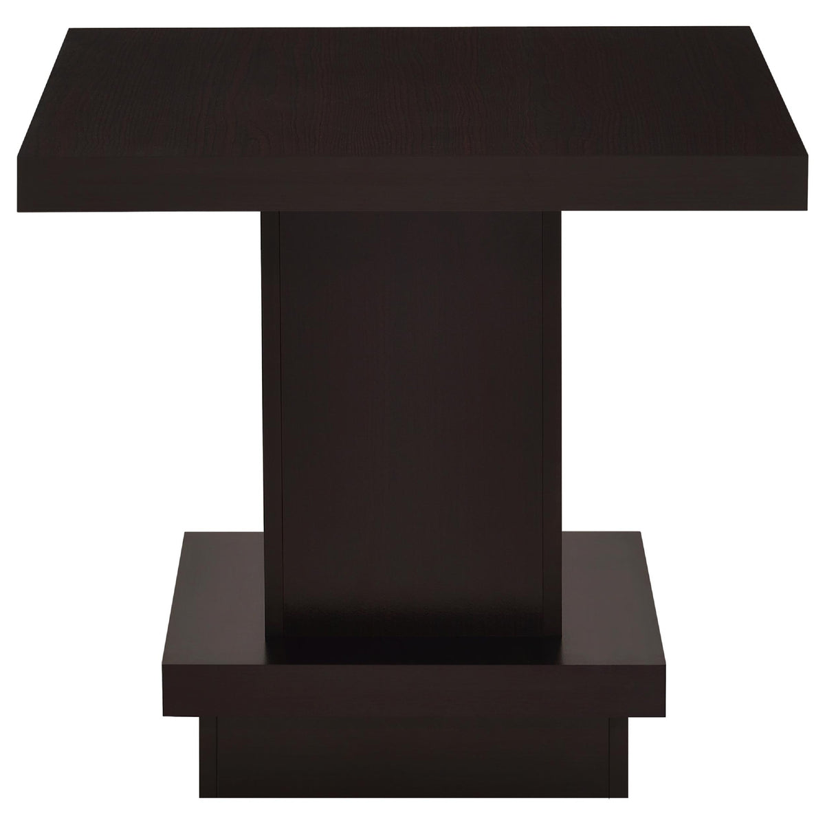 Reese 3Pc Square Coffee and End Tables Set, Tiered Design, Brown Wood