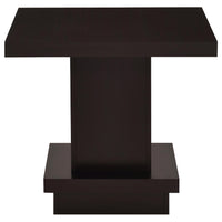 Reese 3Pc Square Coffee and End Tables Set, Tiered Design, Brown Wood
