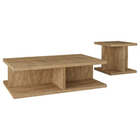 Chet 2Pc Coffee and End Table Set, Open Cube Base, Mango Finish Wood