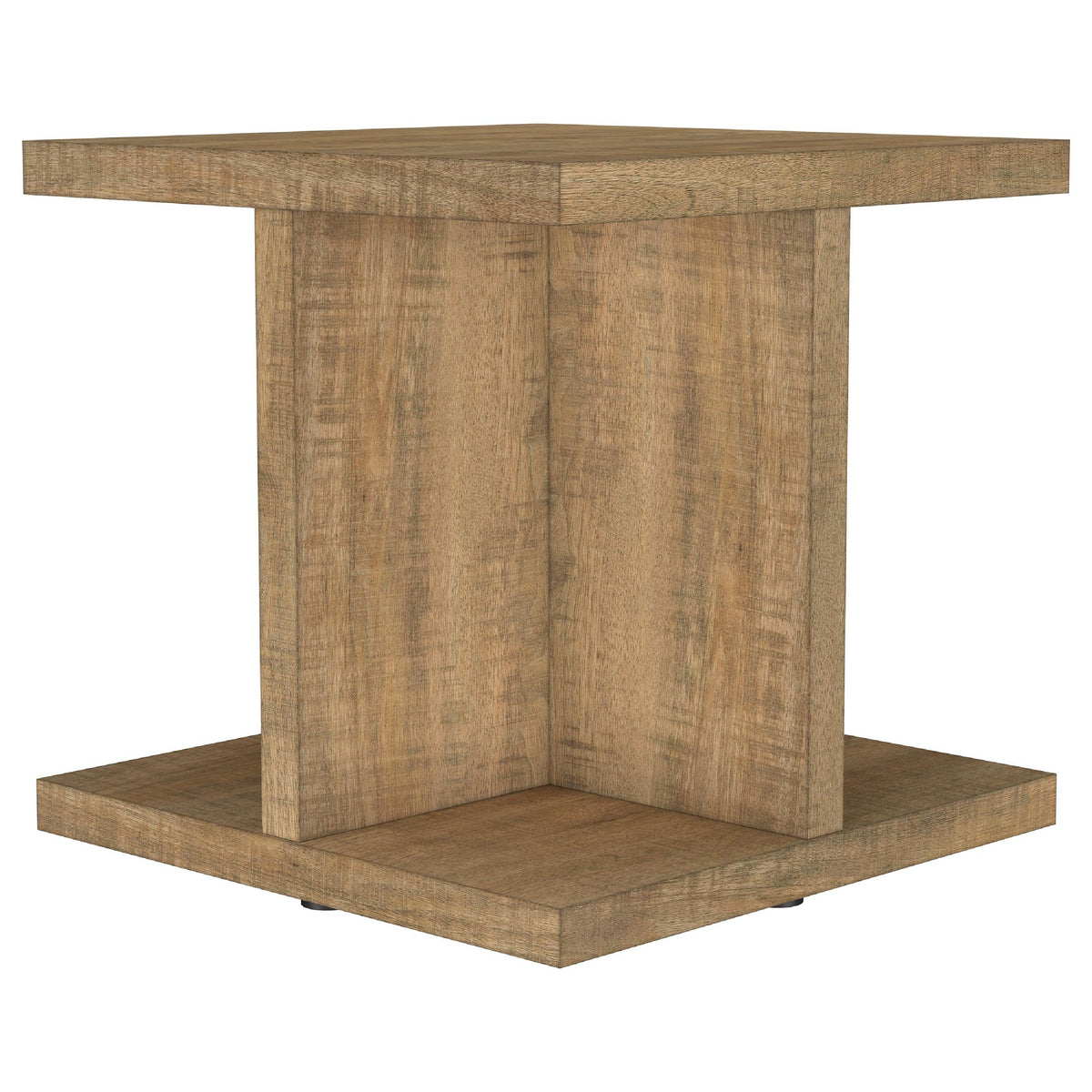 Chet 2Pc Coffee and End Table Set, Open Cube Base, Mango Finish Wood