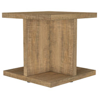 Chet 2Pc Coffee and End Table Set, Open Cube Base, Mango Finish Wood