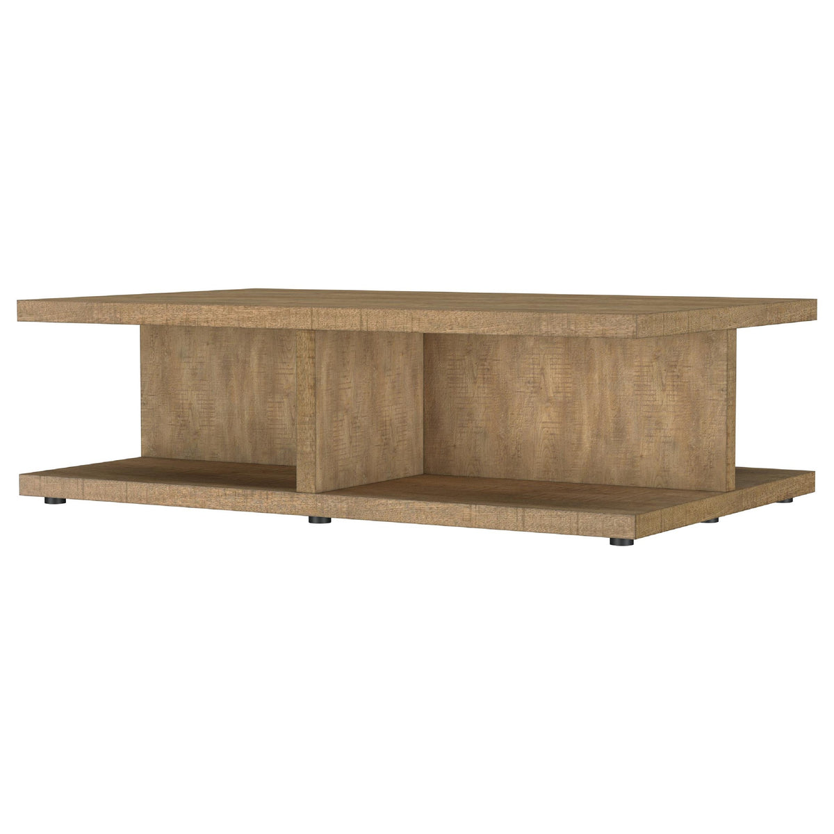 Chet 2Pc Coffee and End Table Set, Open Cube Base, Mango Finish Wood