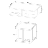 Chet 2Pc Coffee and End Table Set, Open Cube Base, Mango Finish Wood