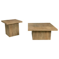 Darla 2Pc Square Coffee-End Table Set, Block Base, Mango Brown Wood