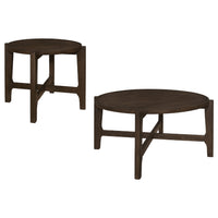 Katie 2Pc Coffee and End Table Set, X-cross Base, Brown Solid Wood