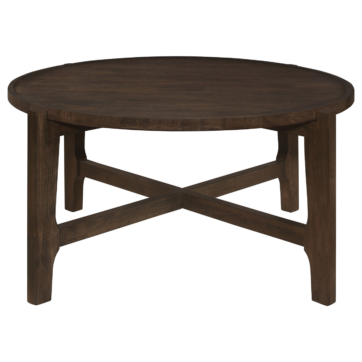 Katie 2Pc Coffee and End Table Set, X-cross Base, Brown Solid Wood