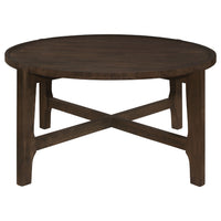 Katie 2Pc Coffee and End Table Set, X-cross Base, Brown Solid Wood
