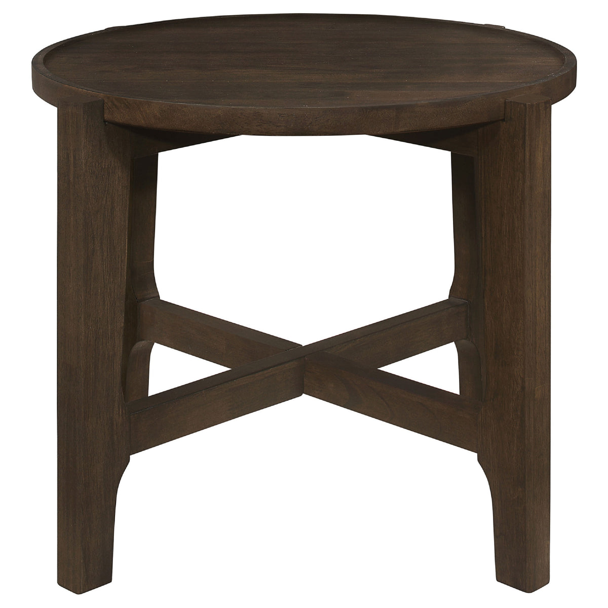 Katie 2Pc Coffee and End Table Set, X-cross Base, Brown Solid Wood