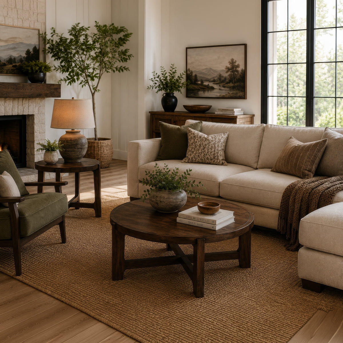 Katie 2Pc Coffee and End Table Set, X-cross Base, Brown Solid Wood