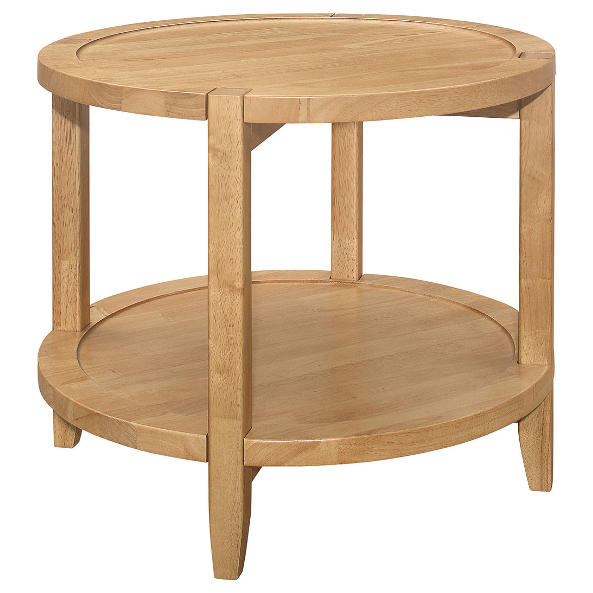 Camilia 2Pc Round Coffee-End Table Set, Lower Shelf, Maple Brown Wood