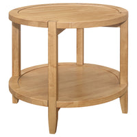 Camilia 2Pc Round Coffee-End Table Set, Lower Shelf, Maple Brown Wood