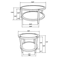 Camilia 2Pc Round Coffee-End Table Set, Lower Shelf, Maple Brown Wood