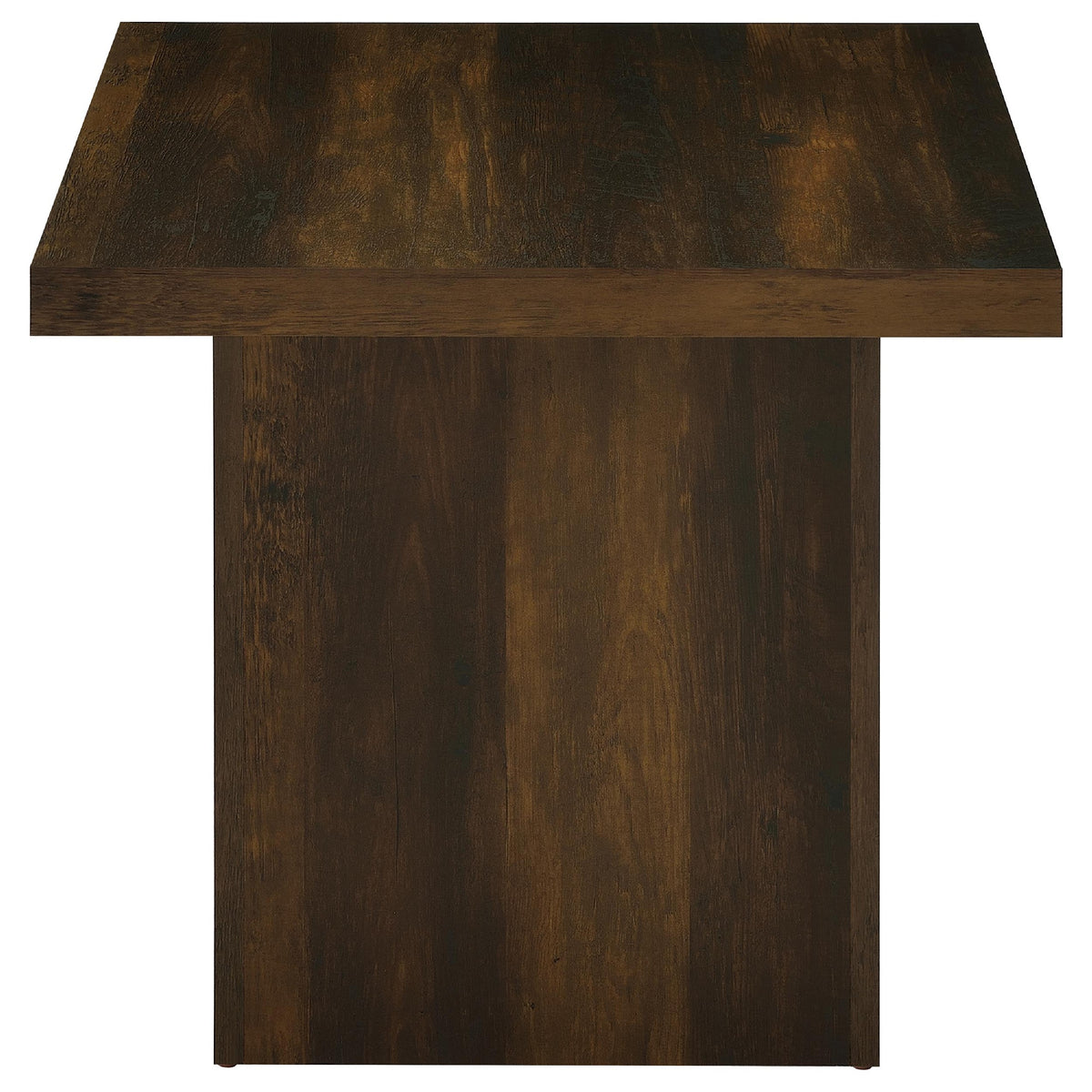 Darla 2Pc Square Coffee and End Table Set, Block Bases, Dark Pine Wood