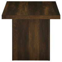 Darla 2Pc Square Coffee and End Table Set, Block Bases, Dark Pine Wood