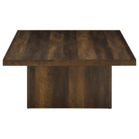 Darla 2Pc Square Coffee and End Table Set, Block Bases, Dark Pine Wood