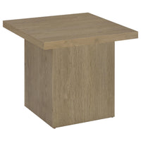 Darla 2Pc Square Coffee & End Table Set, Block Base, Latte Brown Wood