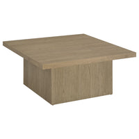 Darla 2Pc Square Coffee & End Table Set, Block Base, Latte Brown Wood