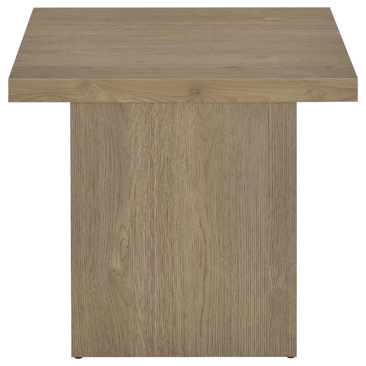 Darla 2Pc Square Coffee & End Table Set, Block Base, Latte Brown Wood