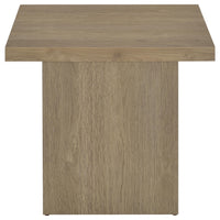Darla 2Pc Square Coffee & End Table Set, Block Base, Latte Brown Wood