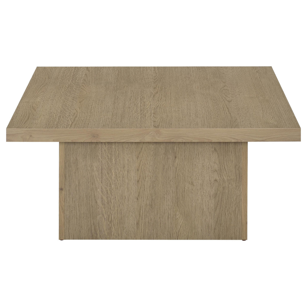 Darla 2Pc Square Coffee & End Table Set, Block Base, Latte Brown Wood