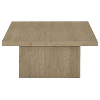 Darla 2Pc Square Coffee & End Table Set, Block Base, Latte Brown Wood