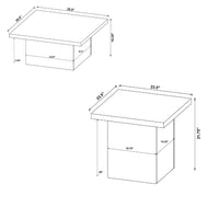 Darla 2Pc Square Coffee & End Table Set, Block Base, Latte Brown Wood