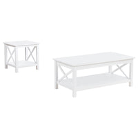 Yuzie Lift-Top Coffee and End Table Set, Hidden Storage, White Wood