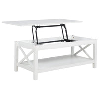 Yuzie Lift-Top Coffee and End Table Set, Hidden Storage, White Wood