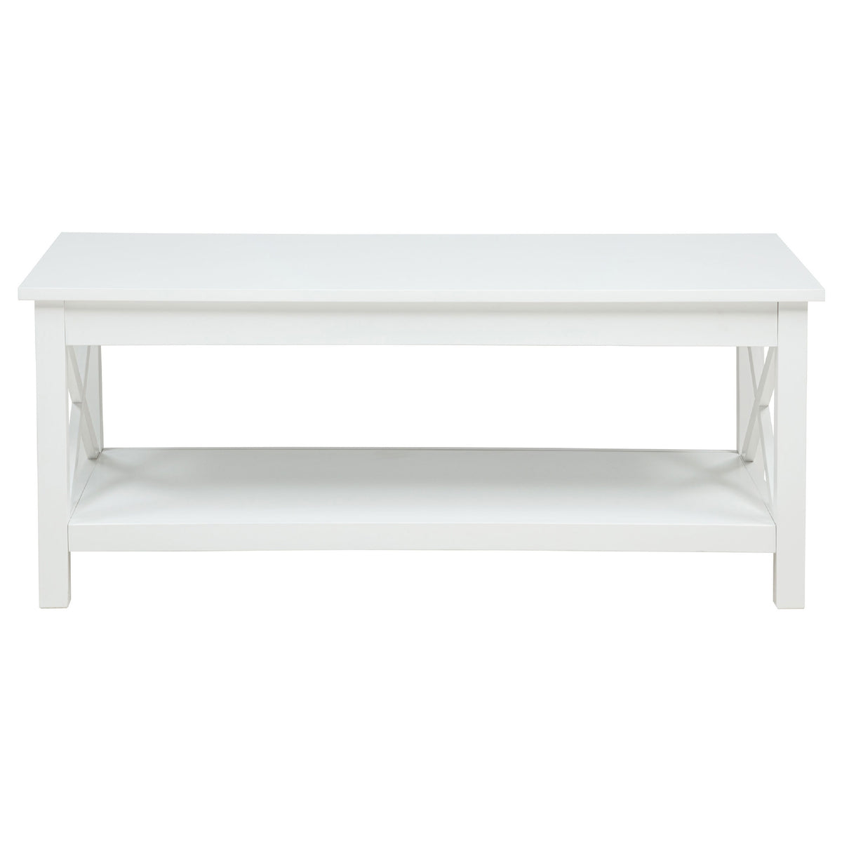 Yuzie Lift-Top Coffee and End Table Set, Hidden Storage, White Wood